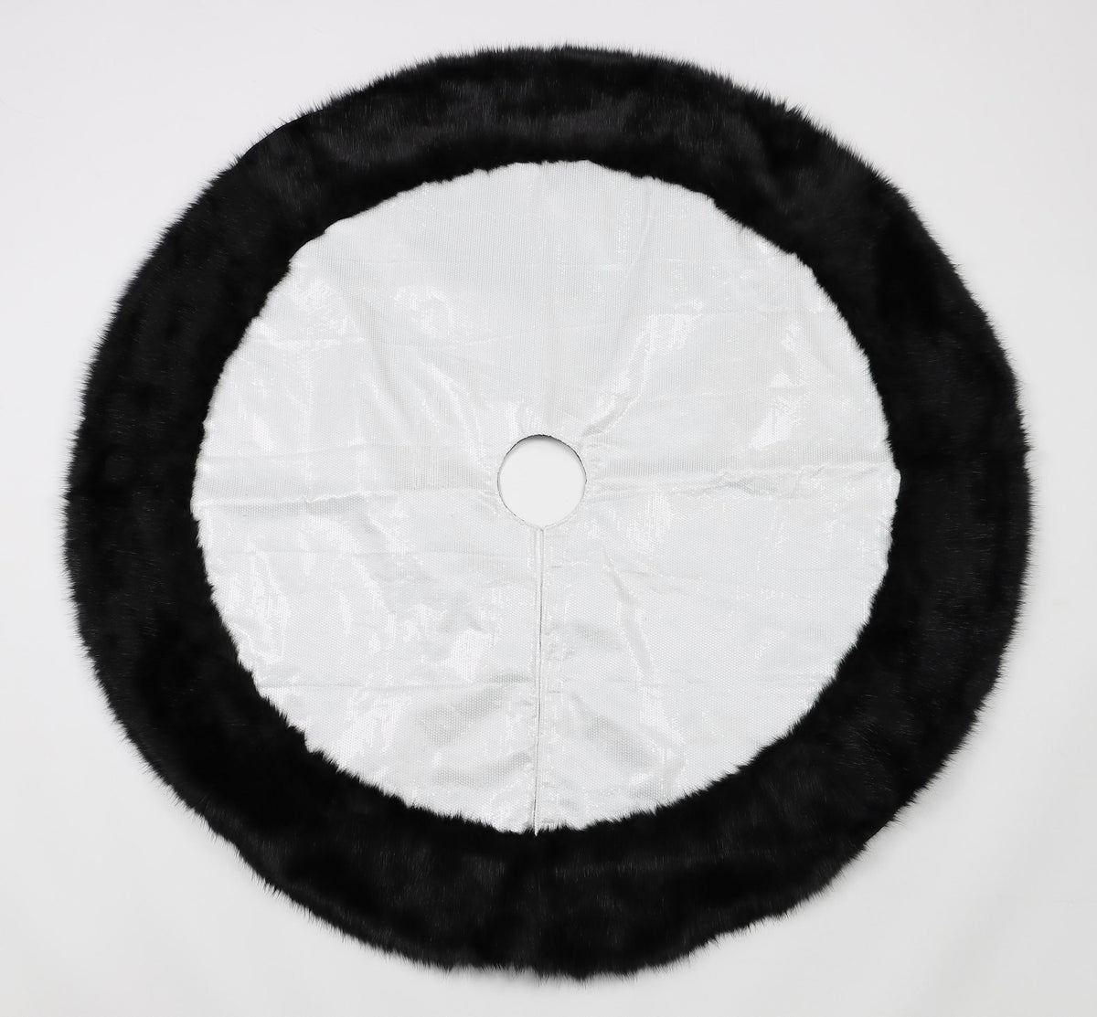 Dia. 54Inch White Sequence W/ Black Faux Fur Tree Skirt Season2Season