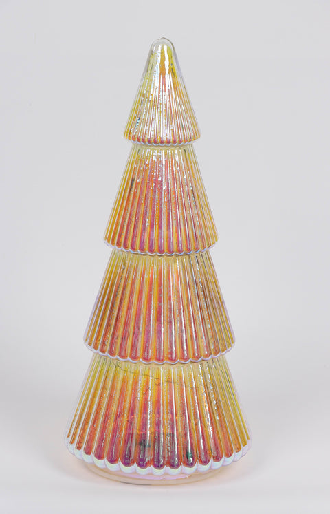 6.5 X 15 X 15"H Lighted Glass Cone Tree