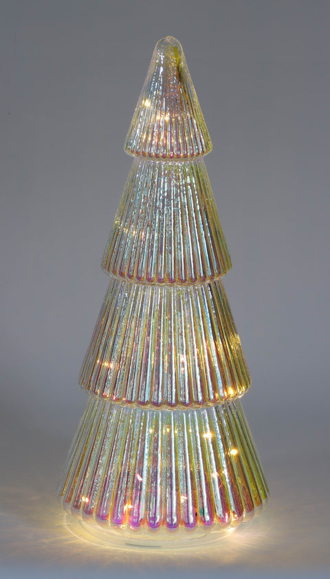 6.5 X 15 X 15"H Lighted Glass Cone Tree