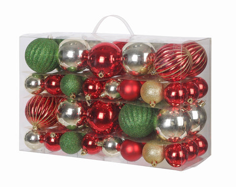 15 X 6 X 10"H 68 Count Shatterproof Ball Ornament Set