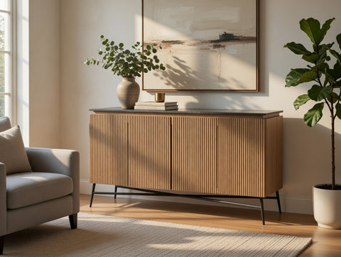 63*16*34"H Ribbed Sideboard
