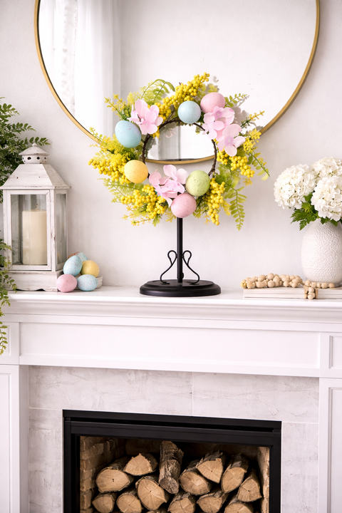 Easter Egg Candle Wreath 11 Inch, Decorative Wreath
