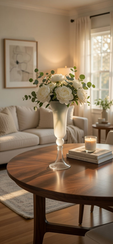 12*H73*16.5Cm White Glass Vase Décor