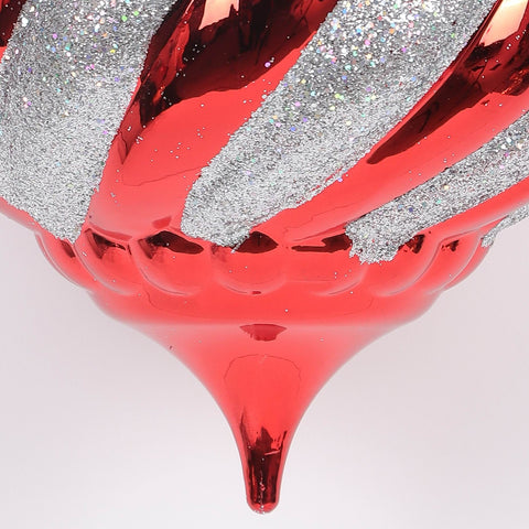 200Mm Red Silver Shatterproof Ornament | Christmas Decor | Festive Holiday Decoration