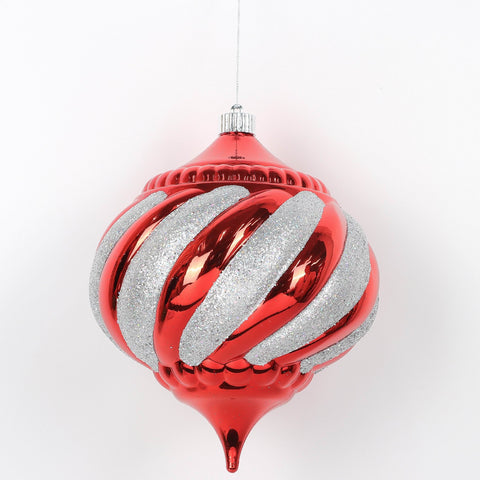 200Mm Red Silver Shatterproof Ornament | Christmas Decor | Festive Holiday Decoration