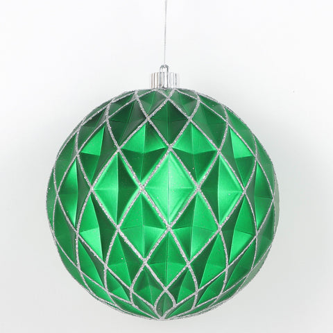 200Mm Green Silver Shatterproof Ornament | Christmas Decor | Festive Holiday Decoration