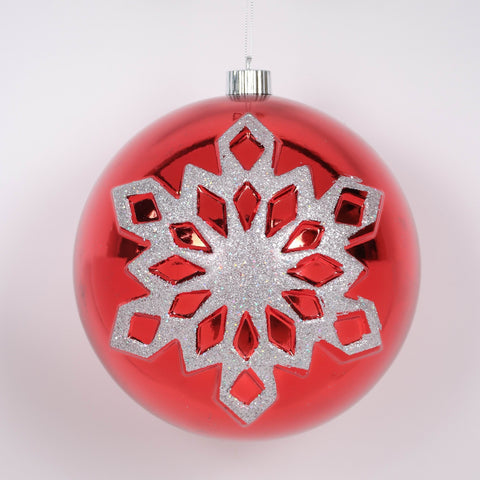 200Mm Red Silver Shatterproof Ornament