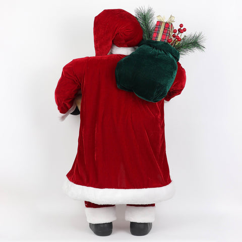 36 In Santa With Present Bag And Bear | Christmas Decor | Festive Holiday Decoration