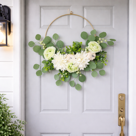 Couronne florale demi-cercle de 15 pouces