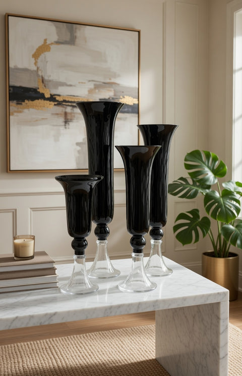 18.5*65Cm Black Glass Vase Decor