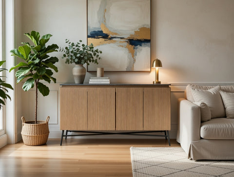 63*16*34"H Ribbed Sideboard