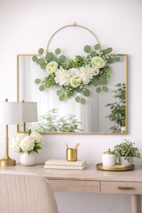 Couronne florale demi-cercle de 15 pouces