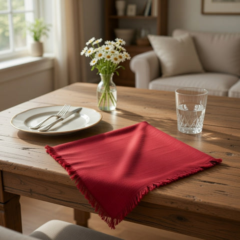 SET OF 2 Frayed Cherry Napkin 22in. x 22in.