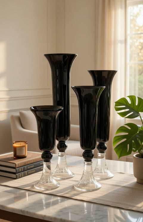 16.5*50Cm Black Glass Vase Decor