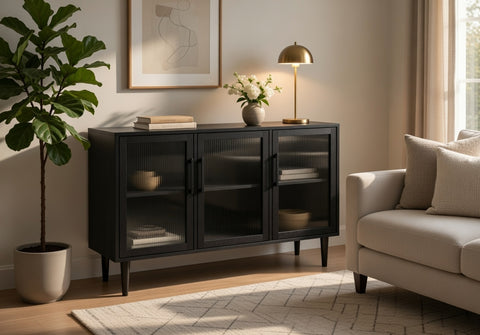 Side Board Cabinet | Media Console |  Mango Wood | 59" L x 15.8" W x 33.5" HT