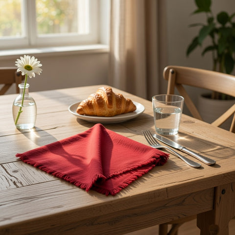 SET OF 2 Frayed Cherry Napkin 22in. x 22in.