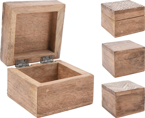 Box With Lid Mango Wood 7X5Cm