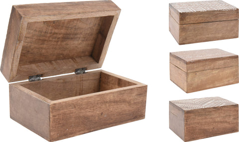 Box With Lid Mango Wood 10X15X6.8Cm