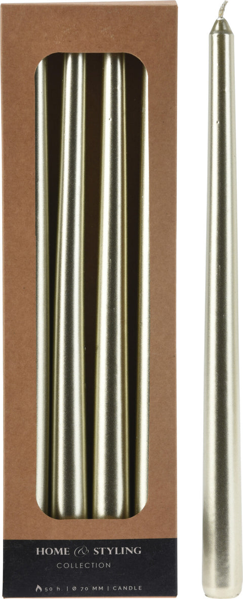 Dinner Candles 4Pc 30Cm Gold