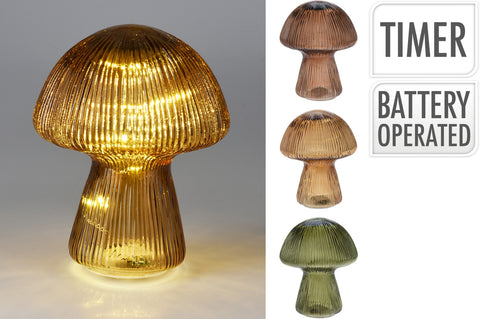 Mushroom With Led 16X20Cm 3Ass