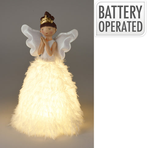 Angel With Led 22X36Cm White