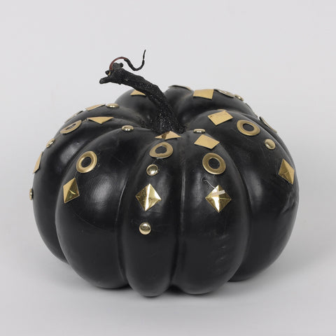 Black and Golden Styrofoam Pumpkin Decoration - Classic Halloween Charm