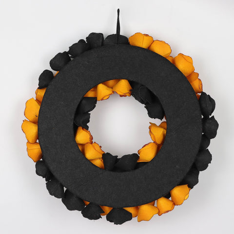 ?18*3.5'' Orange/Black Wreath Décor
