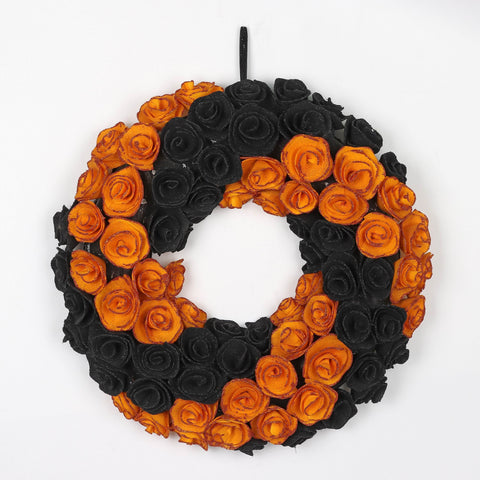 ?18*3.5'' Orange/Black Wreath Décor