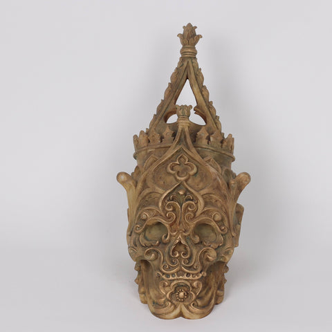 6*10.5*10.5‘’ Black Gold Poly Skull Décor