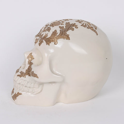 7.5*5*6‘’ Gold&White Poly Skull Décor