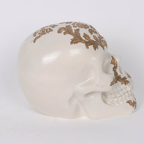 7.5*5*6‘’ Gold&White Poly Skull Décor