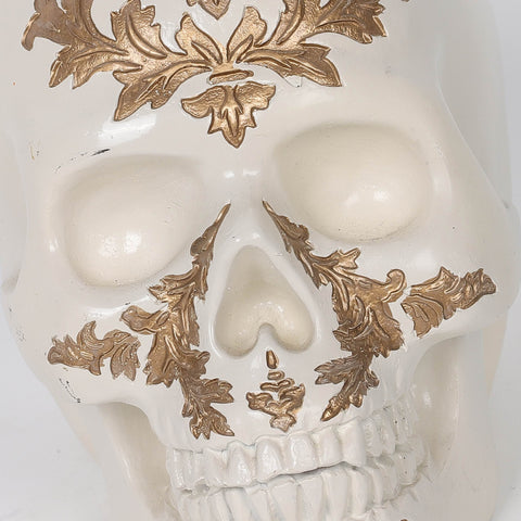 7.5*5*6‘’ Gold&White Poly Skull Décor