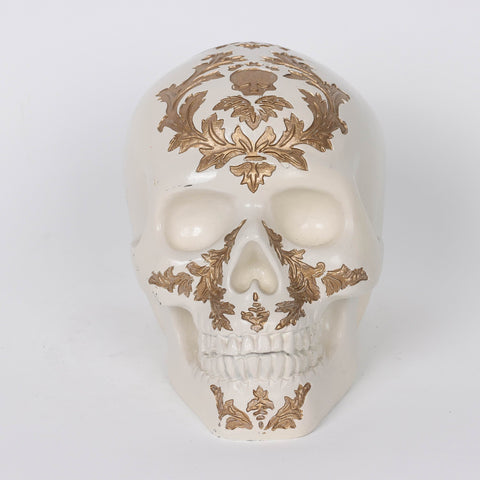7.5*5*6‘’ Gold&White Poly Skull Décor