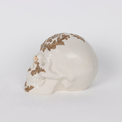 5.5*4*4.25‘’Gold&White Poly Skull Décor
