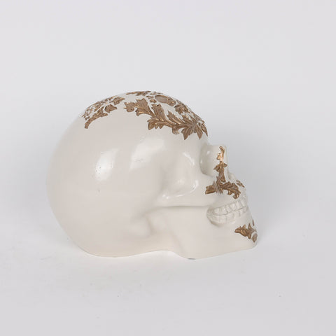 5.5*4*4.25‘’Gold&White Poly Skull Décor