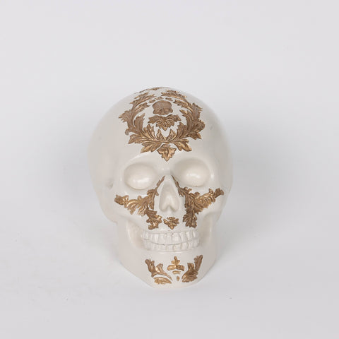 5.5*4*4.25‘’Gold&White Poly Skull Décor