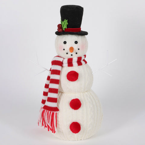 Christmas Snowman Décor with Red Striped Scarf - Charming Holiday Accent