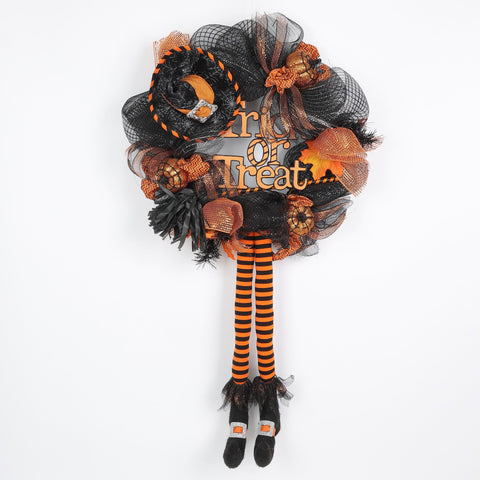 22*6*42‘’Halloween Trick Or Treat Wreath W/Witch Legs Décor