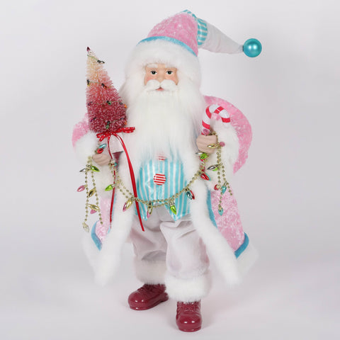 Christmas Santa Décor – Pink Suit with Tree and String Light Decor