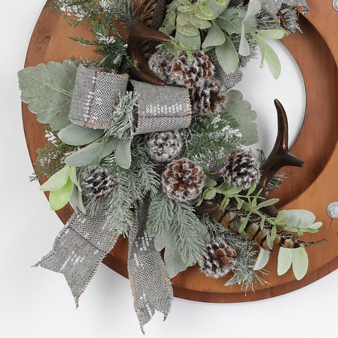 Christmas 20.0*9.0*29.0''Mdf Wreath Wall Décor W/Bow | Christmas Decor | Festive Holiday Decoration