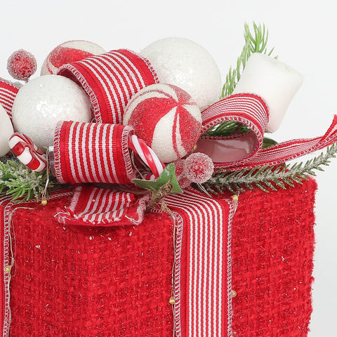 Christmas 6.0*6.0*8.5'' Red Gift Box Décor W/Lite | Christmas Decor | Festive Holiday Decoration