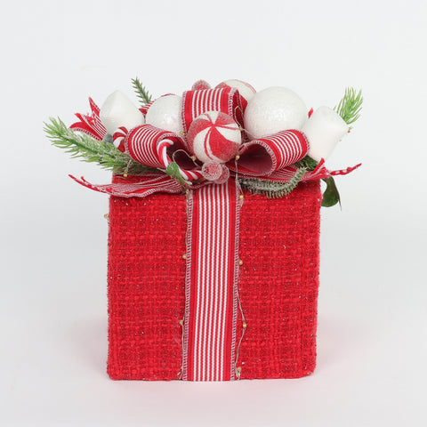 Christmas 6.0*6.0*8.5'' Red Gift Box Décor W/Lite | Christmas Decor | Festive Holiday Decoration