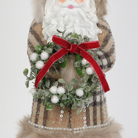 Christmas 6.5*6.5*15.0''Resin Plaid Coat Santa Décor | Christmas Decor | Festive Holiday Decoration