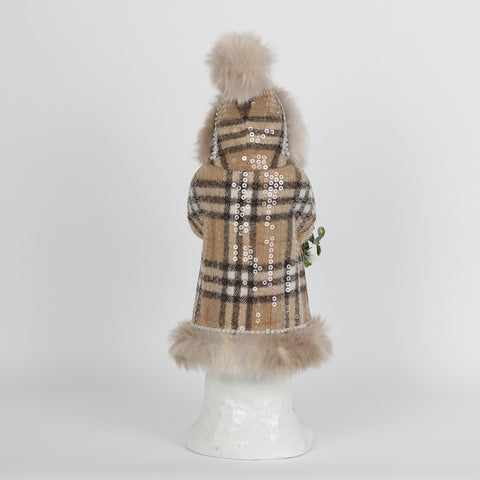 Christmas 6.5*6.5*15.0''Resin Plaid Coat Santa Décor | Christmas Decor | Festive Holiday Decoration
