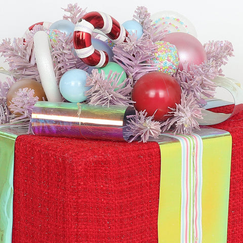 Christmas 13.0*13.0*18.0''Red Gift Box Décor W/Lite | Christmas Decor | Festive Holiday Decoration