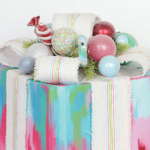 Christmas 13.0*13.0*19.5''Pink&Blue Gift Box Décor W/Lite | Christmas Decor | Festive Holiday Decoration