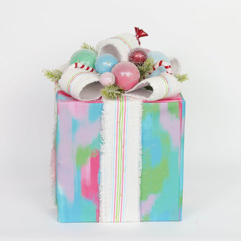 Christmas 10.0*10.0*14.0'' Blue& Purple Gift Box Décor W/Lite | Christmas Decor | Festive Holiday Decoration