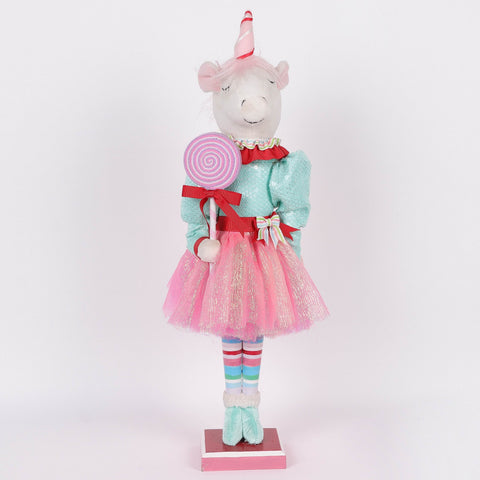 Christmas Candyland Unicorn Holding Candy Tabletop Décor with Festive Charm