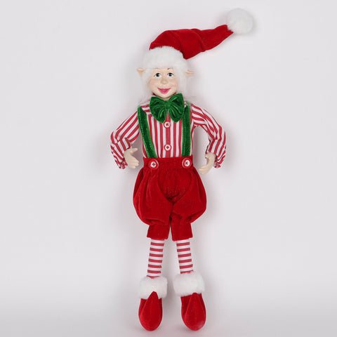 Christmas Red Elf Décor with Overalls- Festive Holiday Decoration