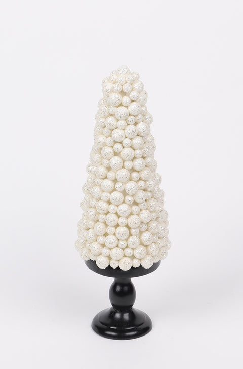 Cône de baies blanches de 12,5 pouces avec base en résine noire